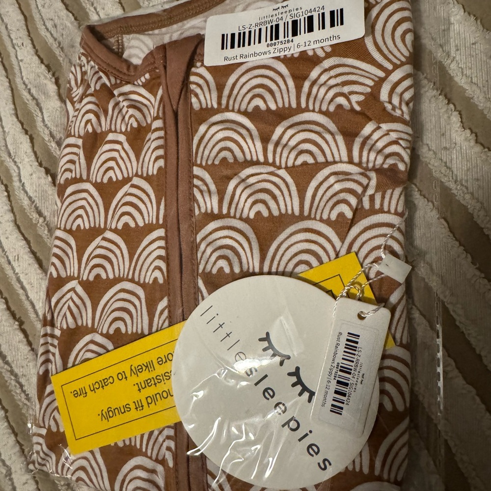 Little Sleepies Rust and White Rainbow Zip Pajama Bottoms